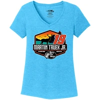 Women's Joe Gibbs Racing Team Collection  Teal Martin Truex Jr Tri-Blend V-Neck T-Shirt
