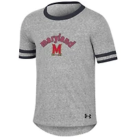 Girls Youth Under Armour Heathered Gray Maryland Terrapins Siro Slub Novelty T-Shirt