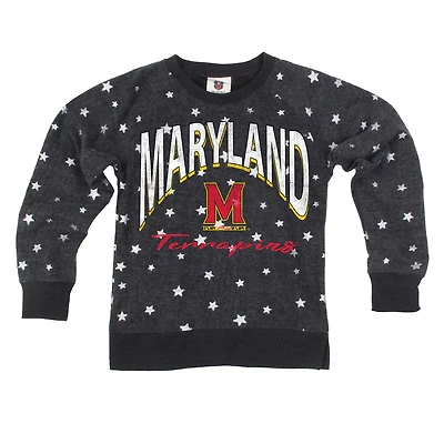 Girls Youth Wes & Willy  Black Maryland Terrapins Shimmer Star Reverse Sweatshirt