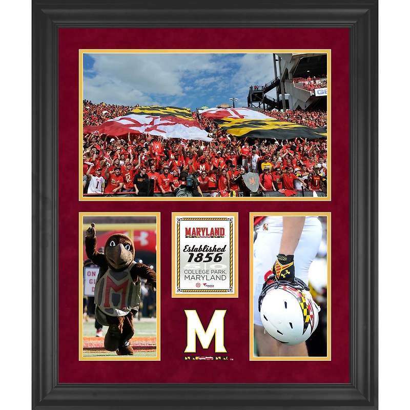 Collage encadré à 3 ouvertures de 20'' x 24'' du stade Byrd des Maryland Terrapins