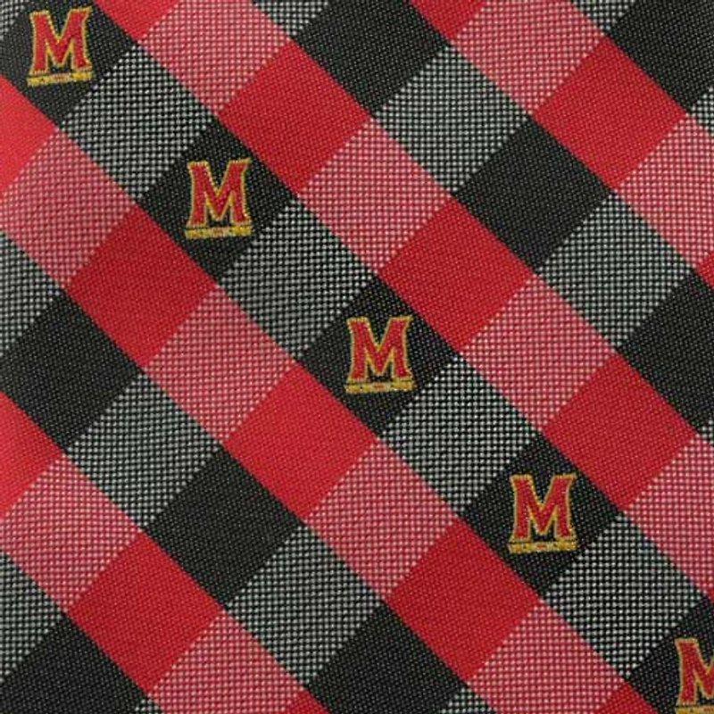 Maryland Terrapins Woven Checkered Tie - Red/Black