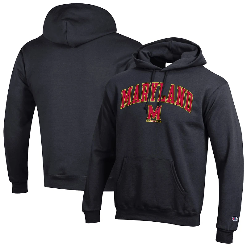 Men's Champion  Black Maryland Terrapins Arch Over Logo Pullover Hoodie