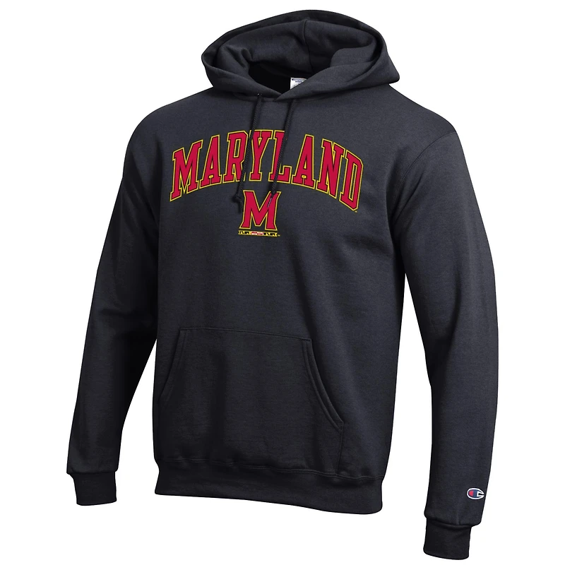 Men's Champion  Black Maryland Terrapins Arch Over Logo Pullover Hoodie