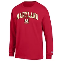 T-shirt à manches longues avec logo Arch Over Champion Red Maryland Terrapins pour homme