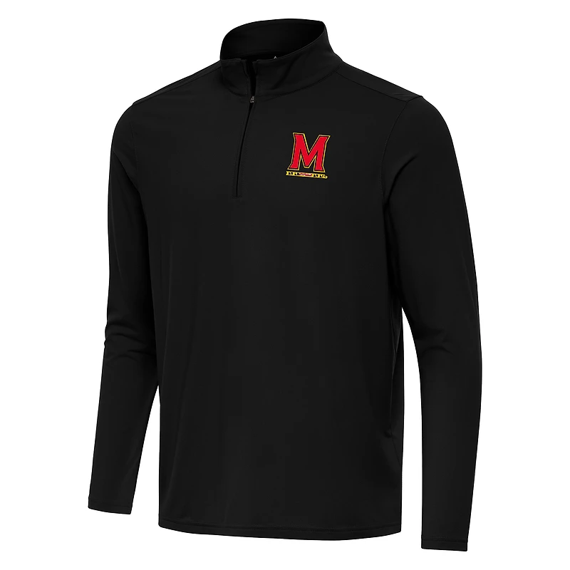 Men's Antigua Black Maryland Terrapins Intent Quarter-Zip Top