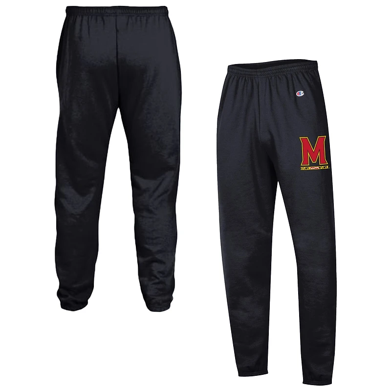 Pantalon de survêtement Champion pour homme, en polaire Powerblend noire Maryland Terrapins