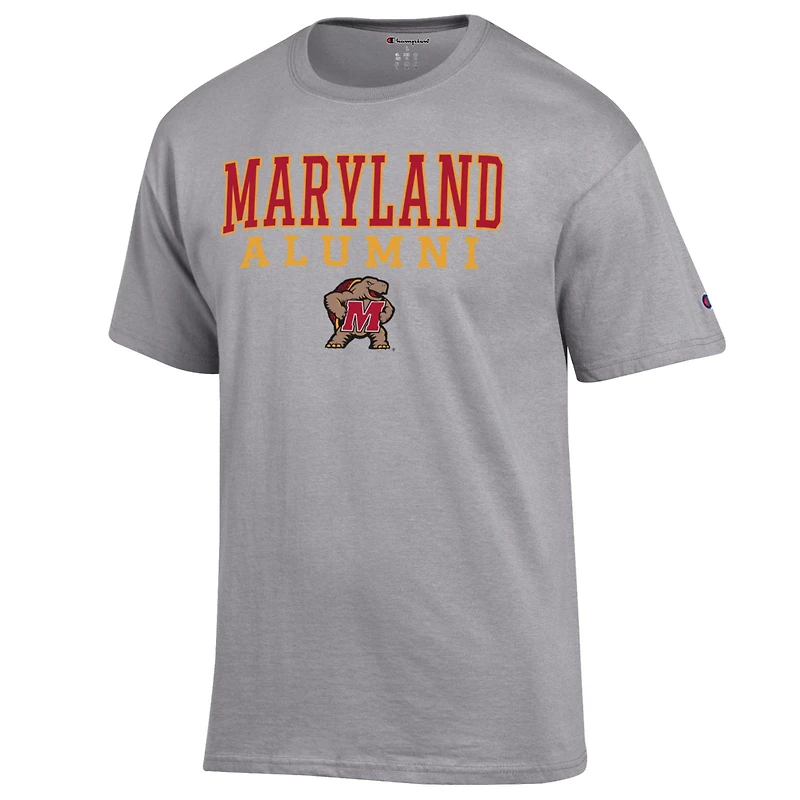 Men's Champion  Gray Maryland Terrapins Alumni Logo Stack T-Shirt