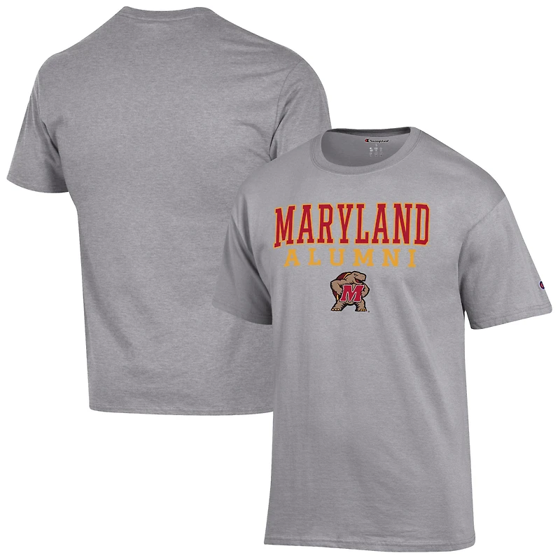 Men's Champion  Gray Maryland Terrapins Alumni Logo Stack T-Shirt