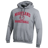 Men's Champion Heather Gray Maryland Terrapins Basketball Icon Pullover Hoodie