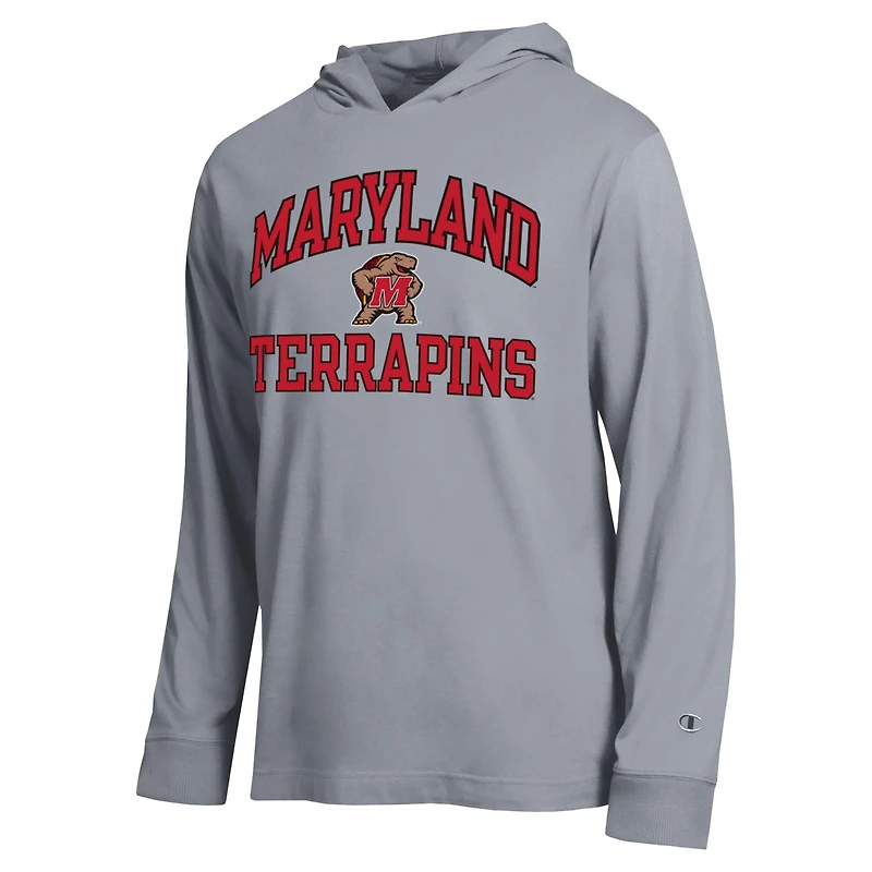 T-shirt à capuche manches longues Champion Heather Gray Maryland Terrapins High Motor All-Star pour homme