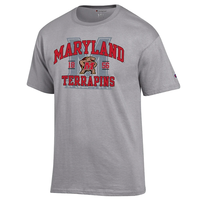 T-shirt universitaire Champion gris chiné pour homme, Maryland Terrapins