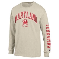 Men's Champion  Heather Oatmeal Maryland Terrapins Neutral Arch Long-Sleeve T-Shirt