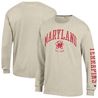 Men's Champion  Oatmeal Maryland Terrapins Neutral Arch Long-Sleeve T-Shirt