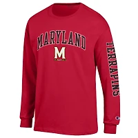 Men's Champion  Red Maryland Terrapins Arch Over Logo 2-Hit Long Sleeve T-Shirt