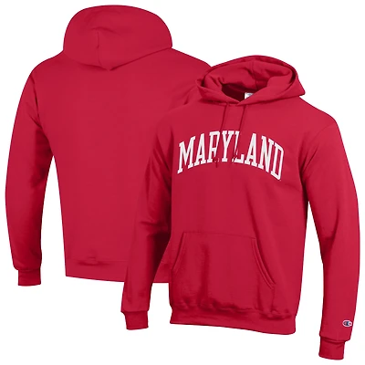 Men's Champion  Red Maryland Terrapins Basic Arch Fleece Pullover Hoodie