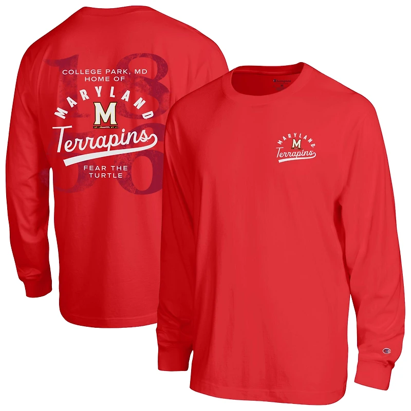T-shirt à manches longues plastifié Champion Red Maryland Terrapins pour hommes
