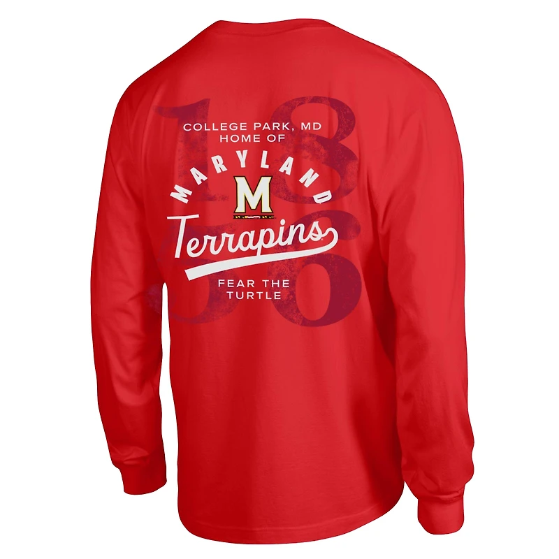 Men's Champion  Red Maryland Terrapins Laminated All-Star Long Sleeve T-Shirt