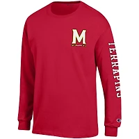 T-shirt à manches longues Champion Maryland Terrapins Team Stack pour homme, rouge