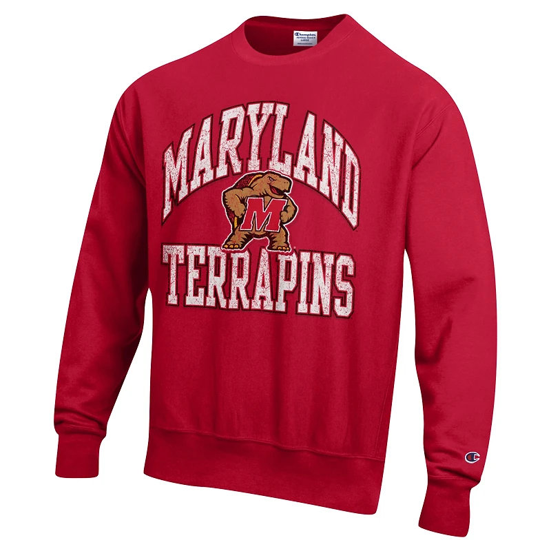Men's Champion Red Maryland Terrapins Vault Late Night Reverse Weave Pullover Sweatshirt