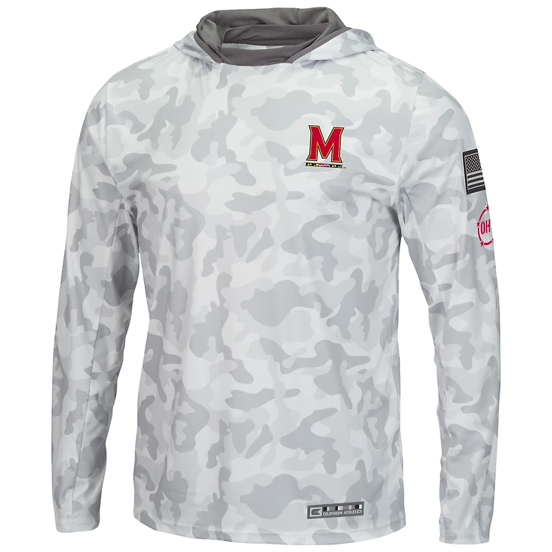 Colosseum Arctic Camo Maryland Terrapins OHT Military Appreciation Sweat à capuche manches longues pour homme