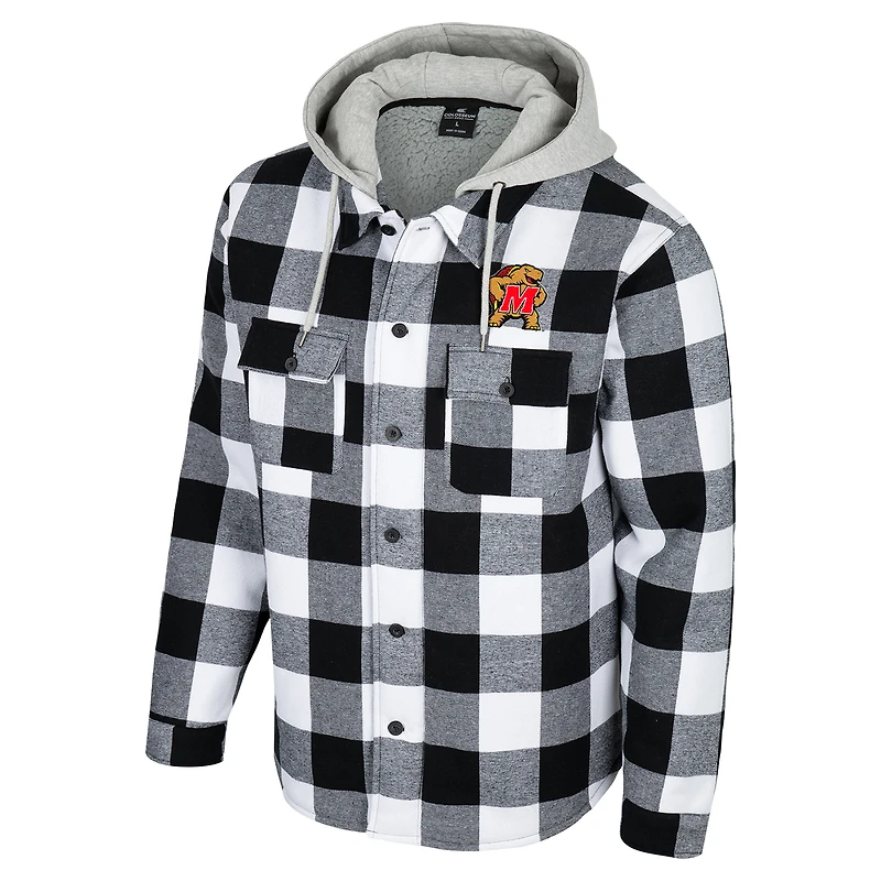 Veste à glissière complète carreaux de buffle Maryland Terrapins noir/blanc pour homme Colosseum