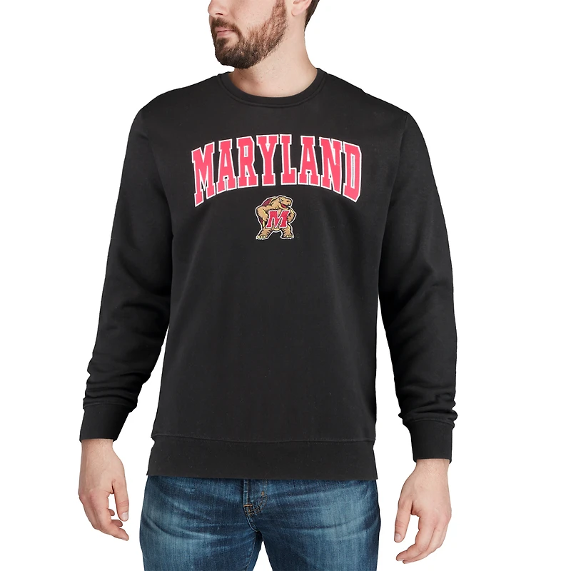 Sweat-shirt à col rond Colosseum noir pour homme, motif arche et logo Maryland Terrapins