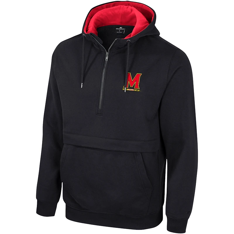 Sweat à capuche demi-zip Colosseum pour hommes, noir, Maryland Terrapins