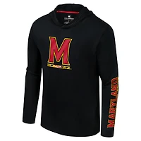 Men's Colosseum Black Maryland Terrapins Logo Lockup Active Blend Long Sleeve  T-Shirt Hoodie