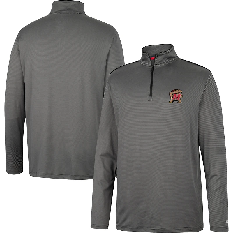 Men's Colosseum Charcoal Maryland Terrapins Logo Quarter-Zip Windshirt