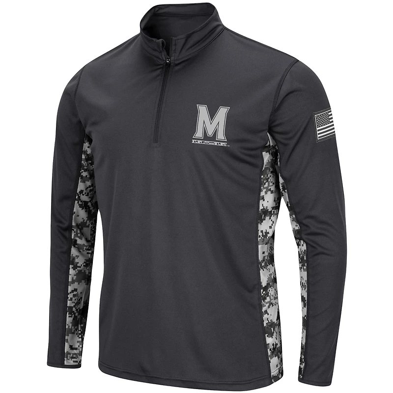 Men's Colosseum Charcoal Maryland Terrapins OHT Military Appreciation Digital Camo Lightweight Quarter-Zip Pullover