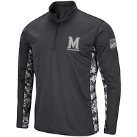 Men's Colosseum Charcoal Maryland Terrapins OHT Military Appreciation Digital Camo Lightweight Quarter-Zip Pullover