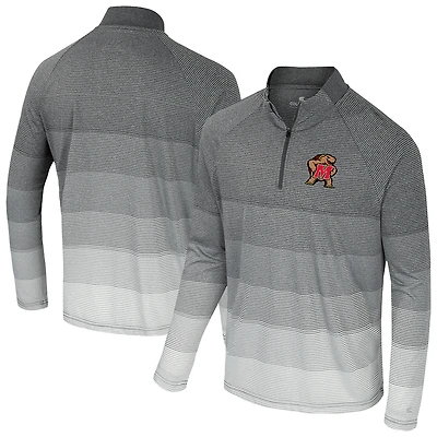 Men's Colosseum  Gray Maryland Terrapins AI Striped Mesh Quarter-Zip Raglan Windshirt