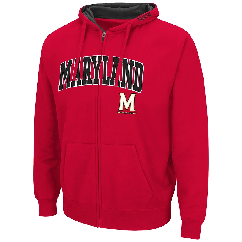 Colosseum Red Maryland Terrapins Arch & Logo 3.0 Sweat à capuche entièrement zippé pour homme