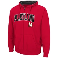 Colosseum Red Maryland Terrapins Arch & Logo 3.0 Sweat à capuche entièrement zippé pour homme