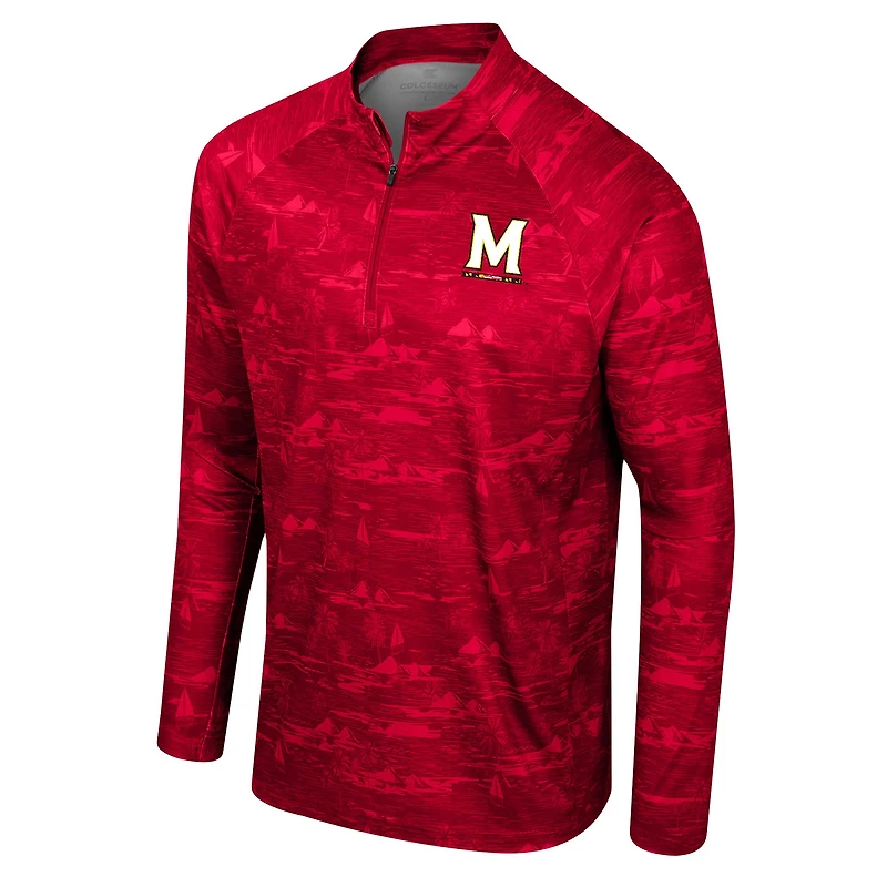 Men's Colosseum Red Maryland Terrapins Carson Raglan Quarter-Zip Jacket