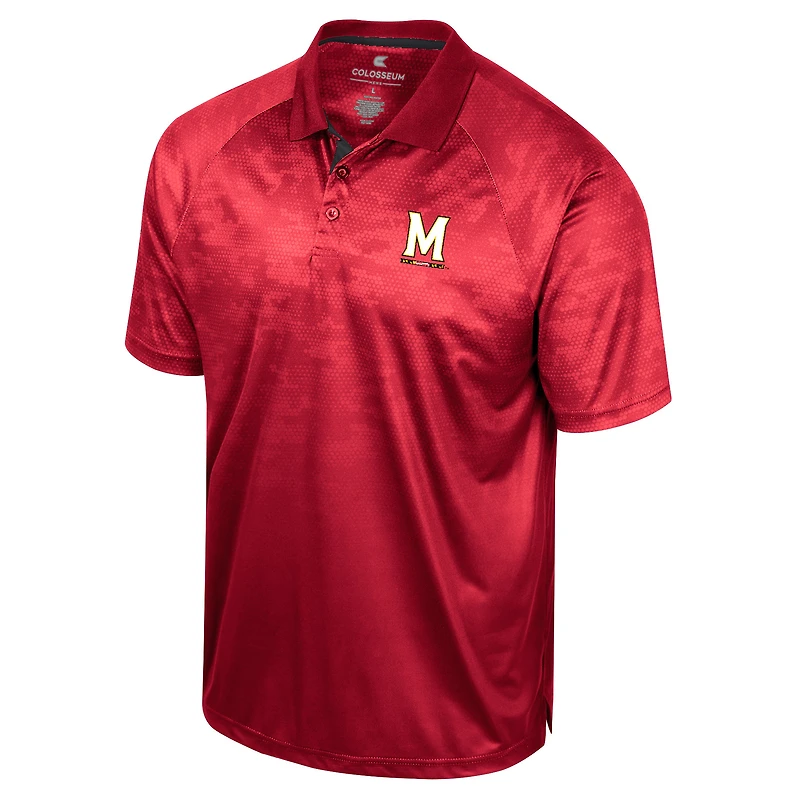Men's Colosseum Red Maryland Terrapins Honeycomb Raglan Polo