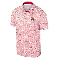 Men's Colosseum Red Maryland Terrapins It's Time! Allover Print Polo