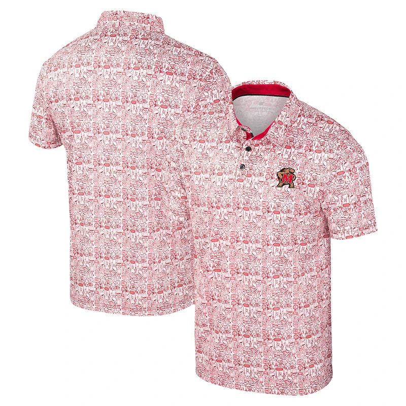Men's Colosseum Red Maryland Terrapins It's Time! Allover Print Polo