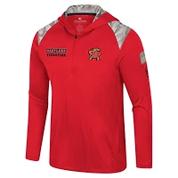 Men's Colosseum Red Maryland Terrapins OHT Military Appreciation Quarter-Zip Hoodie Jacket
