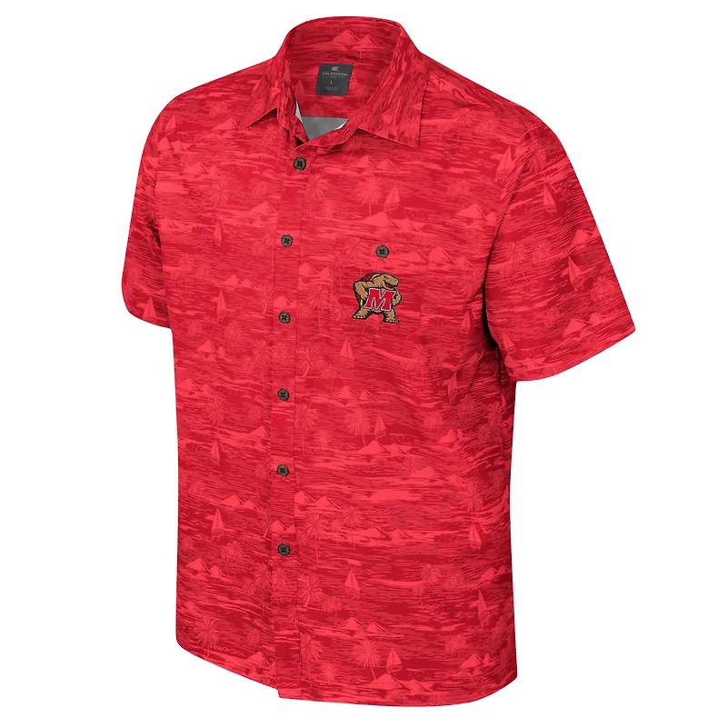 Men's Colosseum Red Maryland Terrapins Ozark Button-Up Shirt