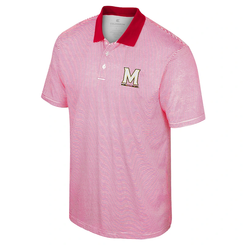 Men's Colosseum White/Red Maryland Terrapins Print Stripe Polo