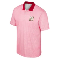 Men's Colosseum White/Red Maryland Terrapins Print Stripe Polo