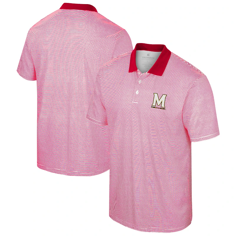 Men's Colosseum White/Red Maryland Terrapins Print Stripe Polo