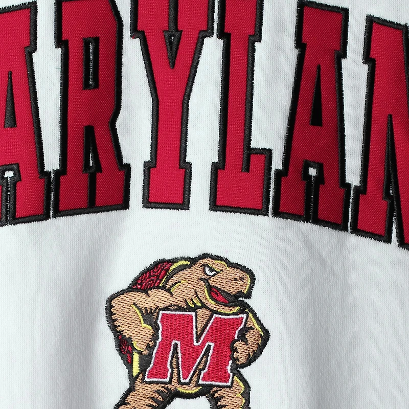 Men's Colosseum White Maryland Terrapins Arch & Logo Crew Neck Sweatshirt