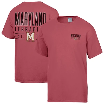 T-shirt rouge ComfortWash pour homme, motif grand nom des Maryland Terrapins