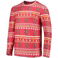 Men's Concepts Sport Red Maryland Terrapins Ugly Sweater Long Sleeve Top and Pants Sleep Set