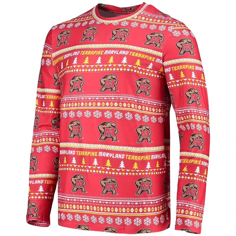 Ensemble pyjama Concepts Sport rouge Maryland Terrapins pour homme, pull moche à manches longues et pantalon.