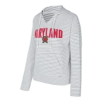 Sweat à capuche rayé col en V et manches longues pour homme Concepts Sport, blanc/gris, Maryland Terrapins
