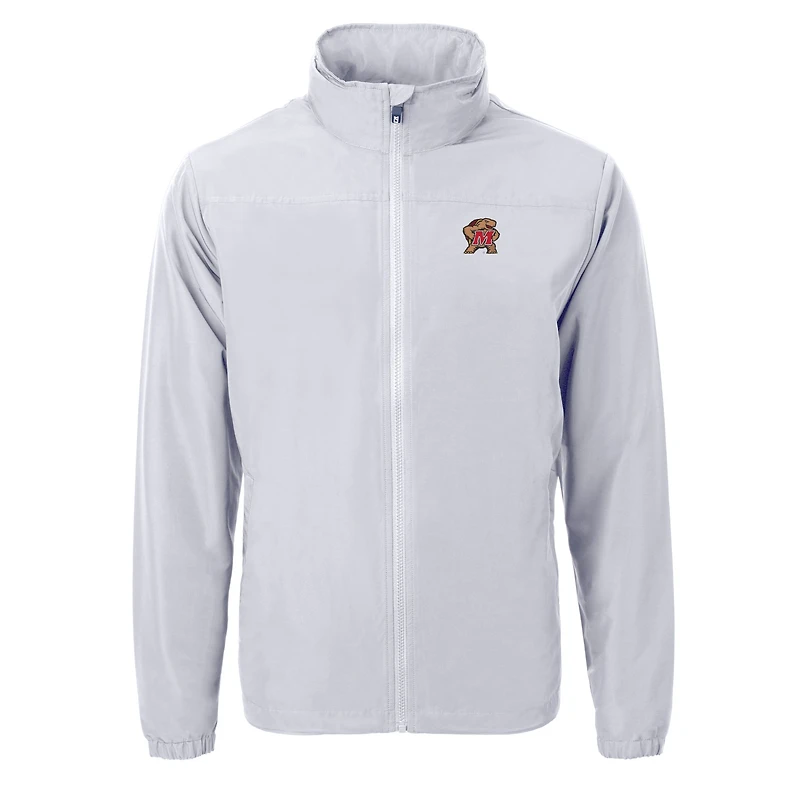 Veste zippée intégrale en tricot recyclé Charter pour homme, couleur grise, style Maryland Terrapins, de coupe Cutter & Buck, grande taille