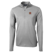 Pull zippé en piqué écologique recyclé pour homme, couleur grise, style Virtue, Maryland Terrapins, de coupe Cutter & Buck, taille grande et